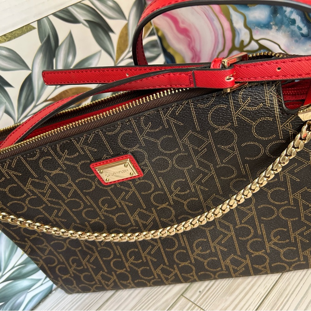 Calvin Klein Black and Gold Monogram Bag